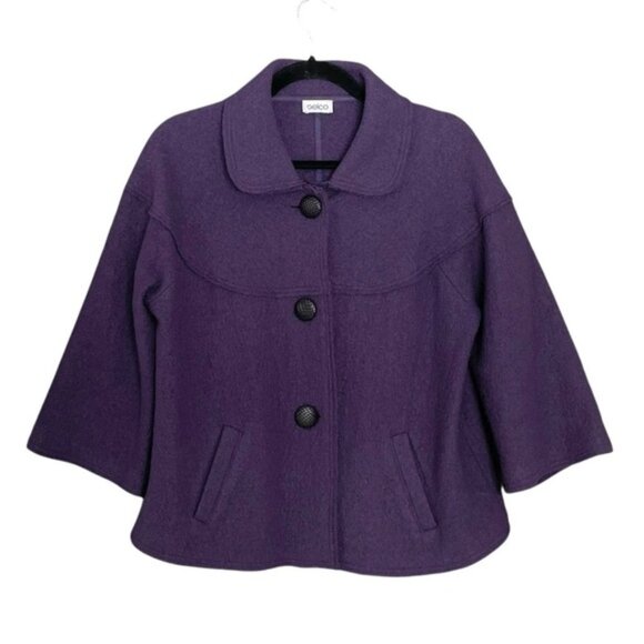 GELCO Vintage Wool Button Front Cropped Jacket Purple 16 UK - Picture 2 of 12